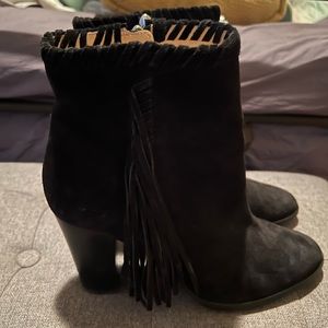 Ralph Lauren Black Suede Fringe Bootie